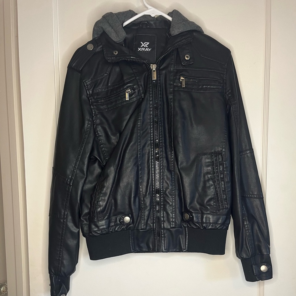 Xray jeans faux leather bomber jacket